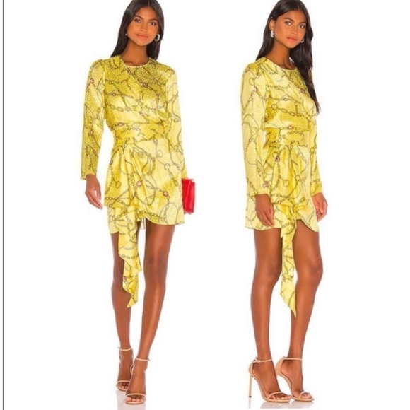 Kobo Santana Silk Floral Print Drapes Faux Wrap Long Sleeve Mini Dress Medium - Picture 5 of 10